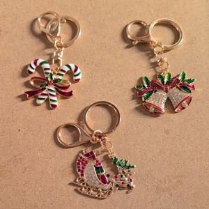 Festive Gold Christmas Keychains